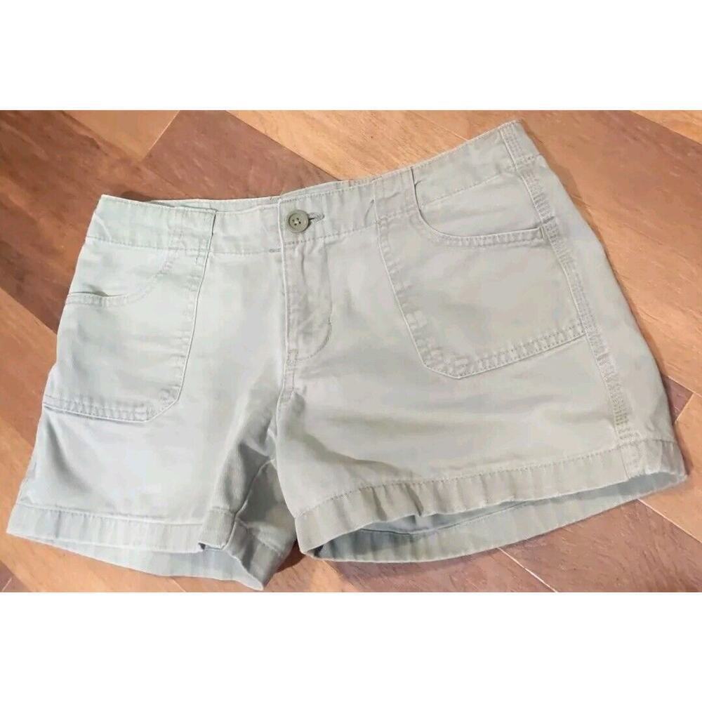 GAP Womens 4 Small 4 Inch Shorts Cotton Casual Olive Green Hiking pockets FLAW